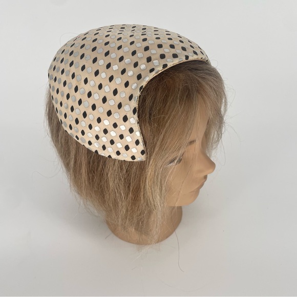 2FOR$30 Vintage Cream Fascinator With Black & Silver Pattern / Headband - Picture 12 of 14